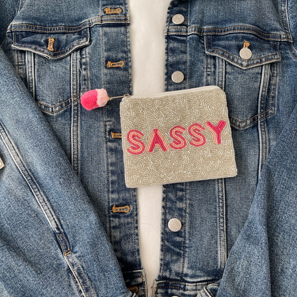 Sassy Coin Pouch Seed Bead Coin Pouch Beaded Coin Bag Pink Beaded coin purse - Picture 5 of 7